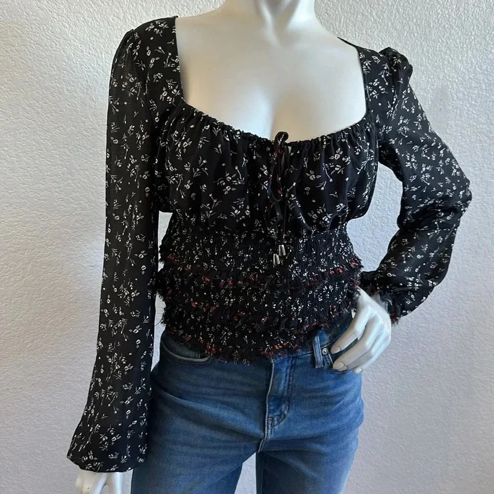 Free People Printed Lolita Top In Black Combo
